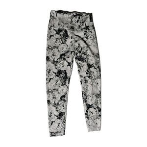 Balance Collection Women's Black & White Rose Floral Print Leggings Size M Yoga